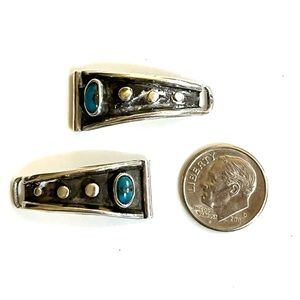 Signed, Zuni/ Navajo Vintage Old Pawn Bisbee Turquoise Sterling Slvr Watch Tips